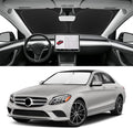 Custom Fit Windshield Sun Shade for Mercedes-Benz C-Class 2015-2021, Foldable Car Sunshade Accessories with Storage Bag, UV & Heat Reflector, Keep Your Car Cooler