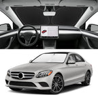 Custom Fit Windshield Sun Shade for Mercedes-Benz C-Class 2015-2021, Foldable Car Sunshade Accessories with Storage Bag, UV & Heat Reflector, Keep Your Car Cooler