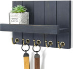 Rebee Vision Pine Wood Key Holder Wall Mount with Floating Shelf – Farmhouse Key Holder for Wall to Elevate Home Decor – Mail