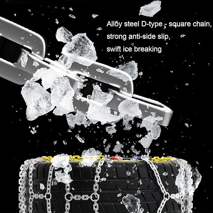 Auto Lock Snow Chains Quick Easy Installation,Tire Traction Chain for Car Pickup Trucks SUV - Set of 2 265/40R20