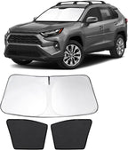 3PCS Car Window Shades Front Windshield Sun Shade Foldable Window Shade Custom Fit for Toyota RAV4 2019-2024 Accessories Car Shades for Front Windows Anti-UV Rays Block Heat