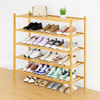 Smiry Shoe Rack, 5 Tier Long Bamboo Shoe Organizer, Stackable Free Standing Wooden Shoe Storage Shelf for Closet, Entryway, F