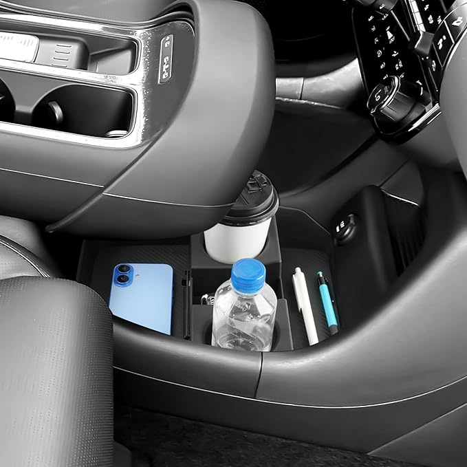 2026 Palisade Center Console Organizer Lower for Hyundai Palisade (Only fit 7-Seater), Durable ABS Plastic Console Tray Insert/with Water Bottle Holder 2026 Palisade Accessories