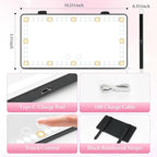 SINGARO 2PCS Car Sun Visor Vanity Mirror - Rechargeable Makeup Mirror with 60 LEDs, 3 Light Modes & Dimmable Touch Control for Cars, Trucks, SUVs, Car Interior Accessories for Women (Black)