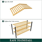 Smiry Bamboo Shoe Rack for Closet, 3 Tier Wooden Stackable Shoe Organizer, Free Standing Shoes Storage Shelf for Entryway, Fr