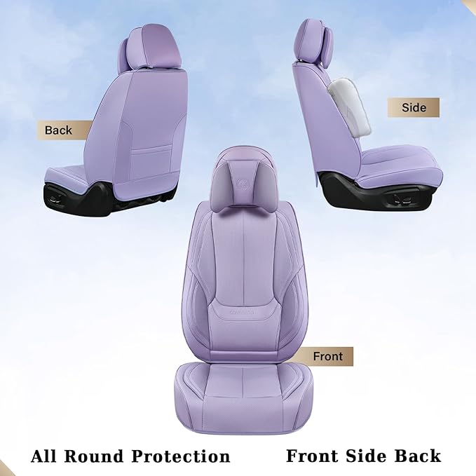 Coverado Universal Seat Covers Front, 2-Pack Universal Seat Covers for Cars, Waterproof Nappa Leather Car Seat Covers with He