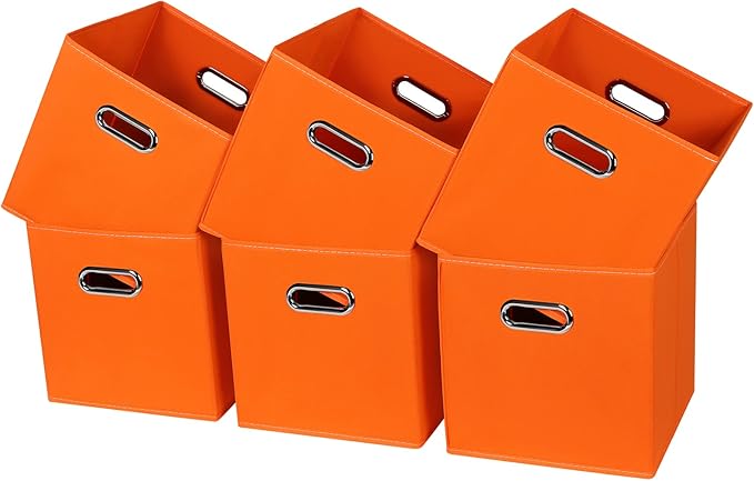 Black Fabric Cubby Storage Bins,13x13x13 Inches ,Cube Organizer Bin Foldable Storage Boxes with Dual Handles Fabric Organizer