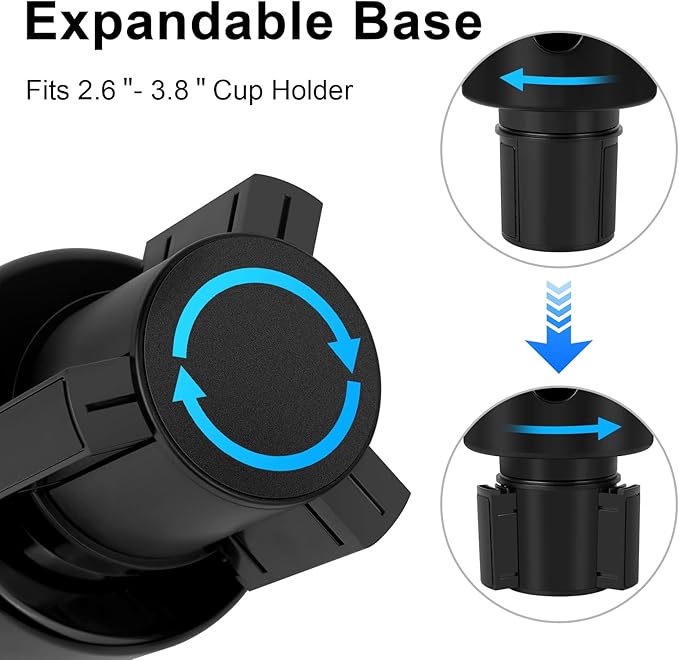 Car Cup Holder Expander, Large Cup Holder Extender for Car with Adjustable Base, Water Bottle Holder Adapter Fits Yeti, Hydro