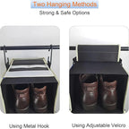 2 Pack Large-Sized Hanging Shoe Organizer 8-Shelf, Hanging Closet Organizer with 8 Side Pockets, Wider Hanging Shelves for St