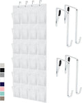 GORILLA GRIP Over the Door Shoe Organizer, 24 Large Breathable Mesh Pockets, Space Saving Hanging Storage Holder, Closet Rack