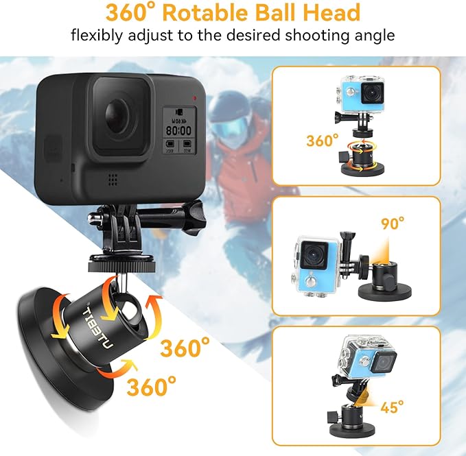 UTEBIT 66mm Magnetic Camera Mount 1/4 Thread, Gopro Magnet Car Screw Mount Set Black