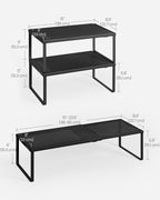 SONGMICS Spice Racks, Set of 2 Expandable Kitchen Countertop Shelves, Small Cupboard Organizers, Metal, Space-Saving Tabletop