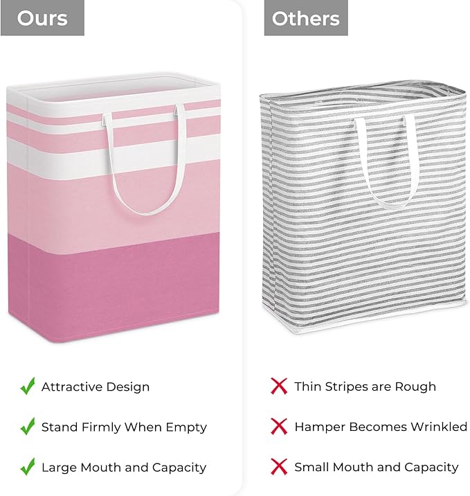 HomeHacks 2 Pack Large Laundry Baskets, Waterproof, Freestanding Laundry Hampers, Collapsible Clothes Hamper with Reinforced 
