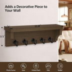 Nekon Key Holder for Wall, 11.8" W x 3.5" H x 2.8" D Decorative Key Organizer with Floating Shelf, Wall Mount Key Rack with 5