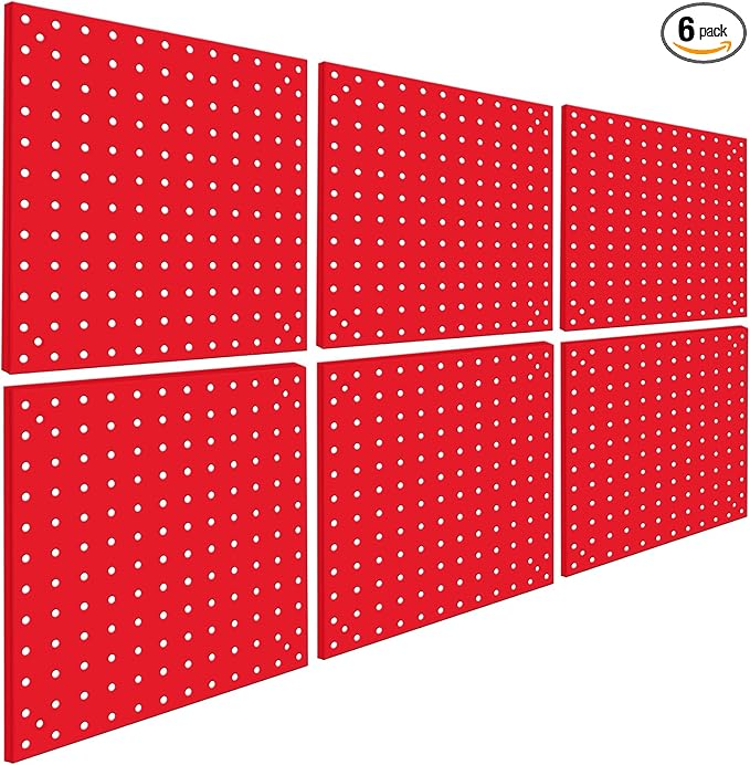6 Pack Steel Peg Board,Universal 1/8 and 1/4 Pegboard Accessories,Ideal for Garage Tool Storage, Office Organization, Craft R