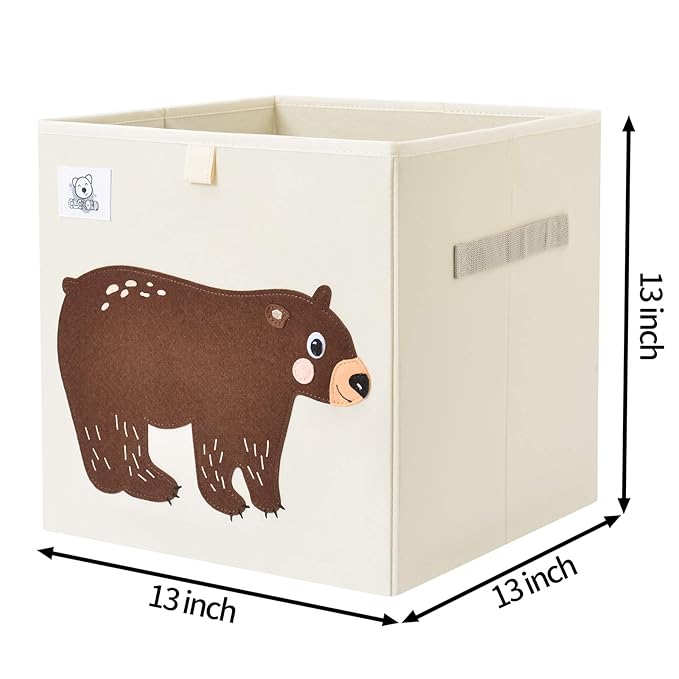 CLCROBD Foldable Animal Cube Storage Bins Fabric Toy Box/Chest/Organizer for Toddler/Kids Nursery, Playroom, 13 inch (Bear)