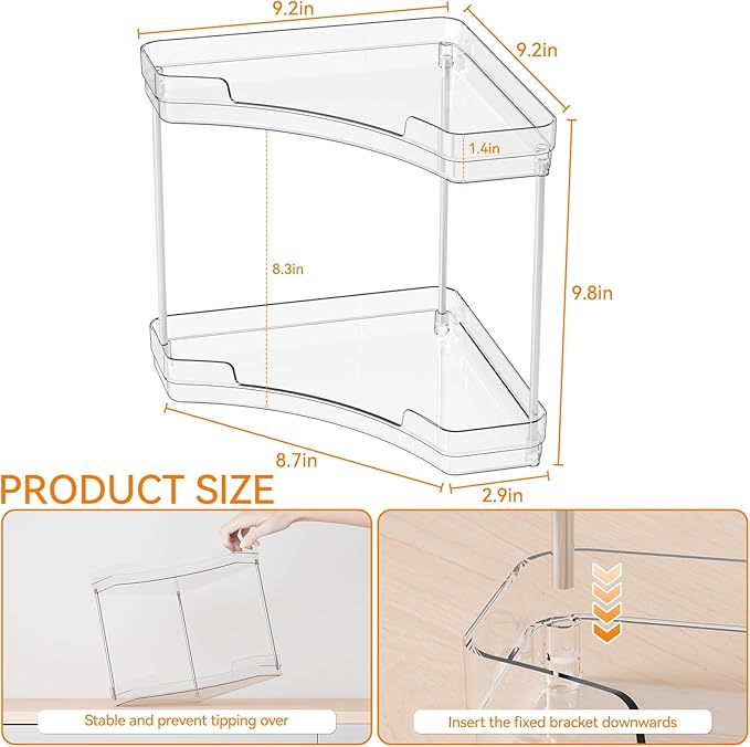 Yieach 2 Tier Corner Bathroom Counter Organizer,Clear Sink Shelf,Bathroom Corner Organizer and Storage for Restroom,Vanity Co