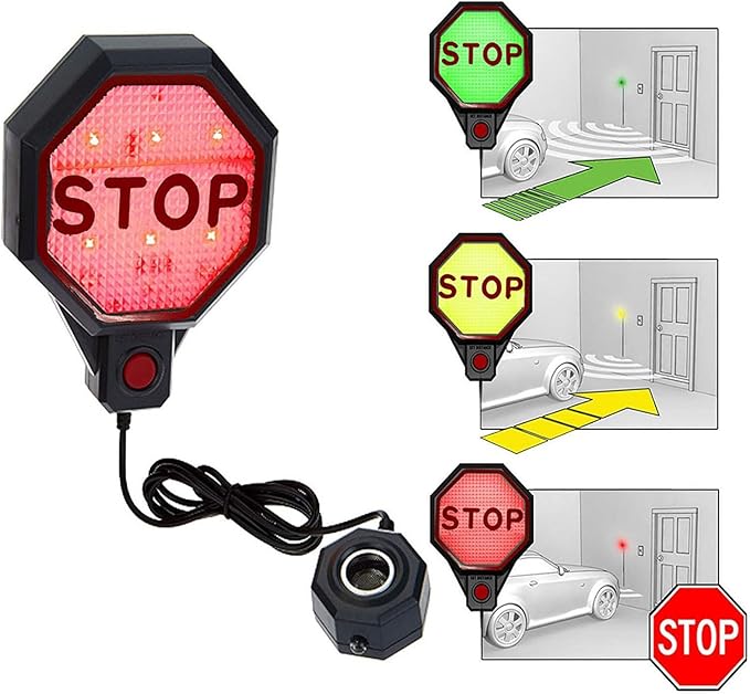 Adjustable Garage Parking Aid Sensor Stop Sign Assist with Ultrasonic Distance Measurement 6in to 6ft for Cars SUVs Trucks