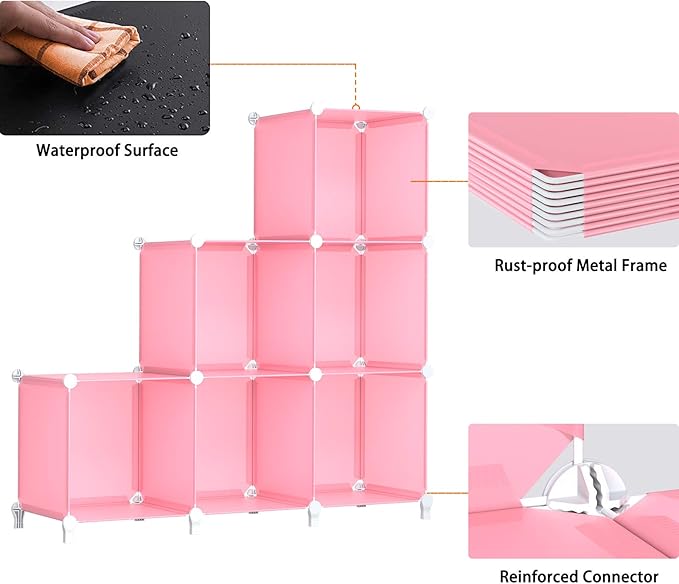HOMIDEC 6-Cube Storage Shelf, Storage Bookcase Bookshelf with Metal Hammer, Storage Cubes Organizer Cabinet for Kids, Closet,