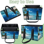 Reusable Grocery Bags Heavy Duty Shopping Bags Foldable Large Tote Bags with Long Handles & Hard Bottom