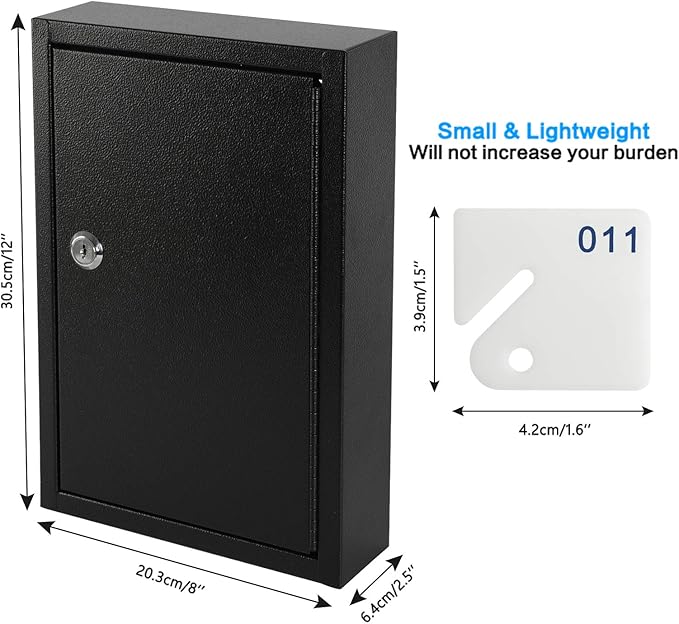 KYODOLED Key Storage Lock Box Wall Mount, Locking 40 Key Cabinet Holder Box with Key Lock, Hooks & Labels for Home, Office, C