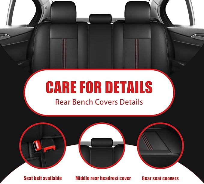 LINGVIDO Car Seat Covers Full Set (5 Seats) - Premium Perforated Nappa Leather, Waterproof Shield, Omni-Adapt Fit SUVs Sedans