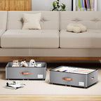 Under bed Storage With Wheels,Large Capacity 10 inches Height Storage Bins,Rolling Under bed Shoe Storage Containers,Under be