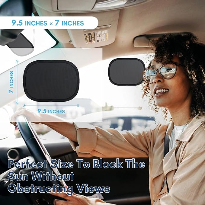 Miniature Static Cling Car Window Shades, Removable Tint for Car Windshield Covers Blocks Sun Glare Patch Sun Screen Car Sun Shade for Side Window Baby, Driver Window Sunshade, Glare Visor 2 Pack