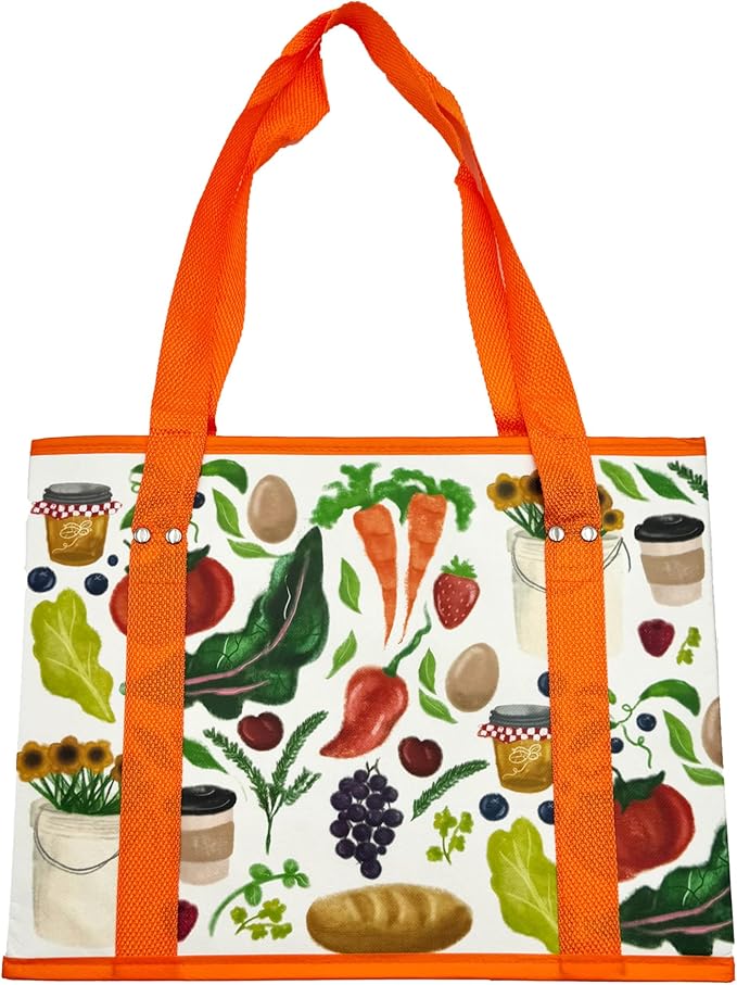 Earthwise Deluxe Collapsible Reusable Shopping Box Grocery Bag Set with Reinforced Bottom Bins Cubes (Set of 3)