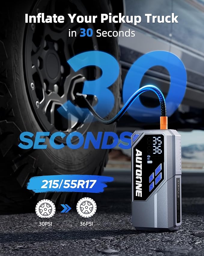 AUTOONE 10000A Jump Starter with Air Compressor, 24000mAh Jump Box with Tire Inflator (All Gas & Diesel) Portable Car