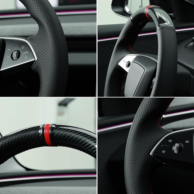 MEWANT DIY Stitching Steering Wheel Cover Wrap for Tesla Model 3 Highland 2023-2025/Model Y 2025 Accessories