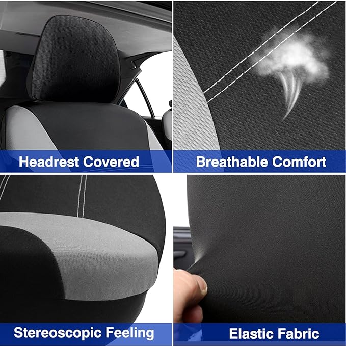 Foneso Car Seat Covers, 100% Breathable with Composite Sponge Inside, Airbag Compatible Universal Fit Accessories Auto for Ca