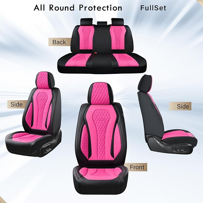 Coverado Auto Seat Covers, Car Seat Covers Full Set, Rose Car Seat Cover, Driver Seat Covers Front Seats Rear Seat Cover, Lux
