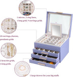 BOOVO Clear Lid Jewelry Box,4 Layers Jewelry Organizer Large Jewelry Storage Box with 3 Drawers,Jewelry Holder Organzier of R