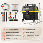 VEVOR 4 Gallon 5.0 Peak HP Wet and Dry Shop Vac， Portable Shop Vacuum and Blower 3-in-1 with Filter, Hose and Attachments for