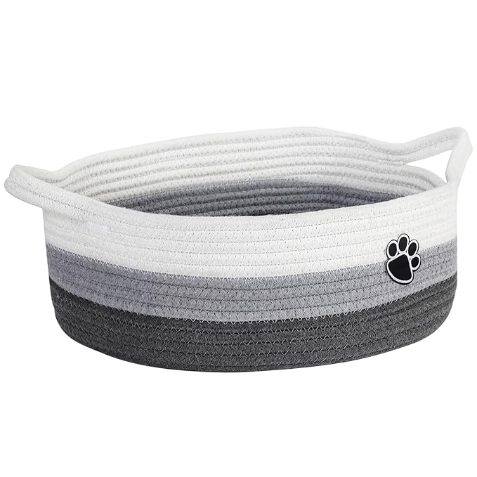 Optish Dog Toy Easter Basket, Toy Box and Bin for Dog Cat Storage, 13.5" X 11" X 5" Small Woven Rope Basket for Baby Storage,
