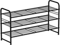 SUFAUY 3-Tier Shoe Rack, Closet Metal 33" Wide Shoe Rack Organizer Heavy Duty, Stackable, Black