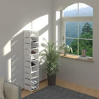 10 Tier Vertical Shoe Rack - White Narrow Shoe Rack for Closet & Entryway, Space Saving Tall Shoe Organizer for Small Spaces,