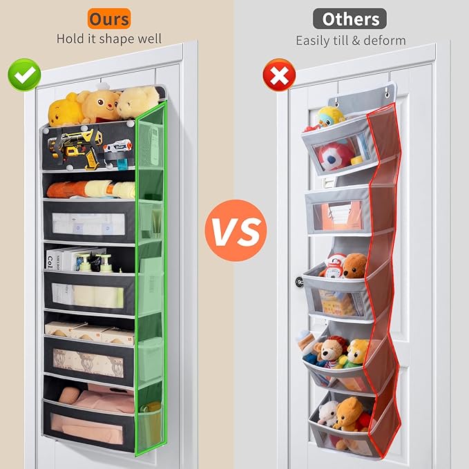 5-Tier Over the Door Storage Organizer with 5 Side Mesh Pockets, 40lbs Load Capacity with 2 Hooks, Behind Door Hanging Organi