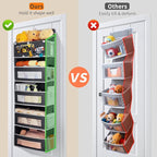 5-Tier Over the Door Storage Organizer with 5 Side Mesh Pockets, 40lbs Load Capacity with 2 Hooks, Behind Door Hanging Organi