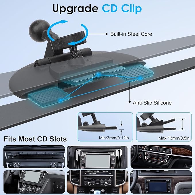 EEEKit Magnetic CD Slot Phone Holder for Car, 20 N52 Strong Magnets Vent Mount, Adjustable CD Slot Car Mount Compatible with iPhone 12-17 Series MagSafe Cases and Smartphones