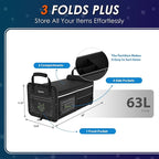 63L Car Trunk Organizer for SUVs & Small/Midsize Cars - Fluorescent Design, Waterproof, Collapsible with Adjustable Straps (Bl