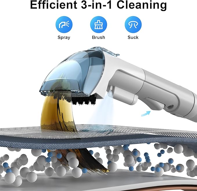 Carpet Cleaner Machine Upholstery - 450W Shampooer Portable for Couch Rug Sofa Car Seat Furniture Fabric Wet Vacuum Spot Hand
