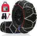 Snow Chains for Pickup Trucks, 2 Piece x 12mm, 1 Minute Quick Installation Tire Chains with Automatic Tensioner, Heavy-Duty E