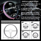 ChuLian New Diamond Leather Steering Wheel Cover with Bling Bling Crystal Rhinestones, Universal Fit 15 Inch Car Wheel Protec