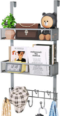 HapiRm Over The Door Hanger with Coat Hooks and 2 Baskets, Rustproof & Waterproof Over The Door Hooks, Storage Organizer for 