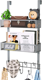 HapiRm Over The Door Hanger with Coat Hooks and 2 Baskets, Rustproof & Waterproof Over The Door Hooks, Storage Organizer for 
