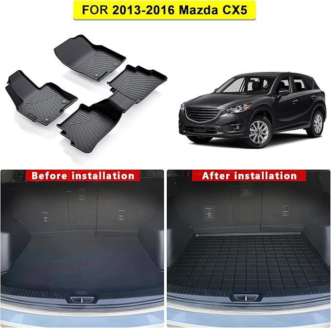 TPE Floor Mats for Mazda CX5 2013-2016 All Weather Car Floor Liners Fit Mazda CX5 2013-2016 Accessories Black