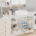 2 Pack Under Sink Organizer with Ball Bearing Sliding Drawer, Heavy Duty Pull Out Cabinet Organizer, 2 Tier Adjustable Storag
