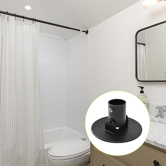 Adjustable Shower Curtain Rod Bracket for Slanted Wall, 2Pcs Titanium Steel Shower Curtain Rod Single Swivel Flange Heavy Dut